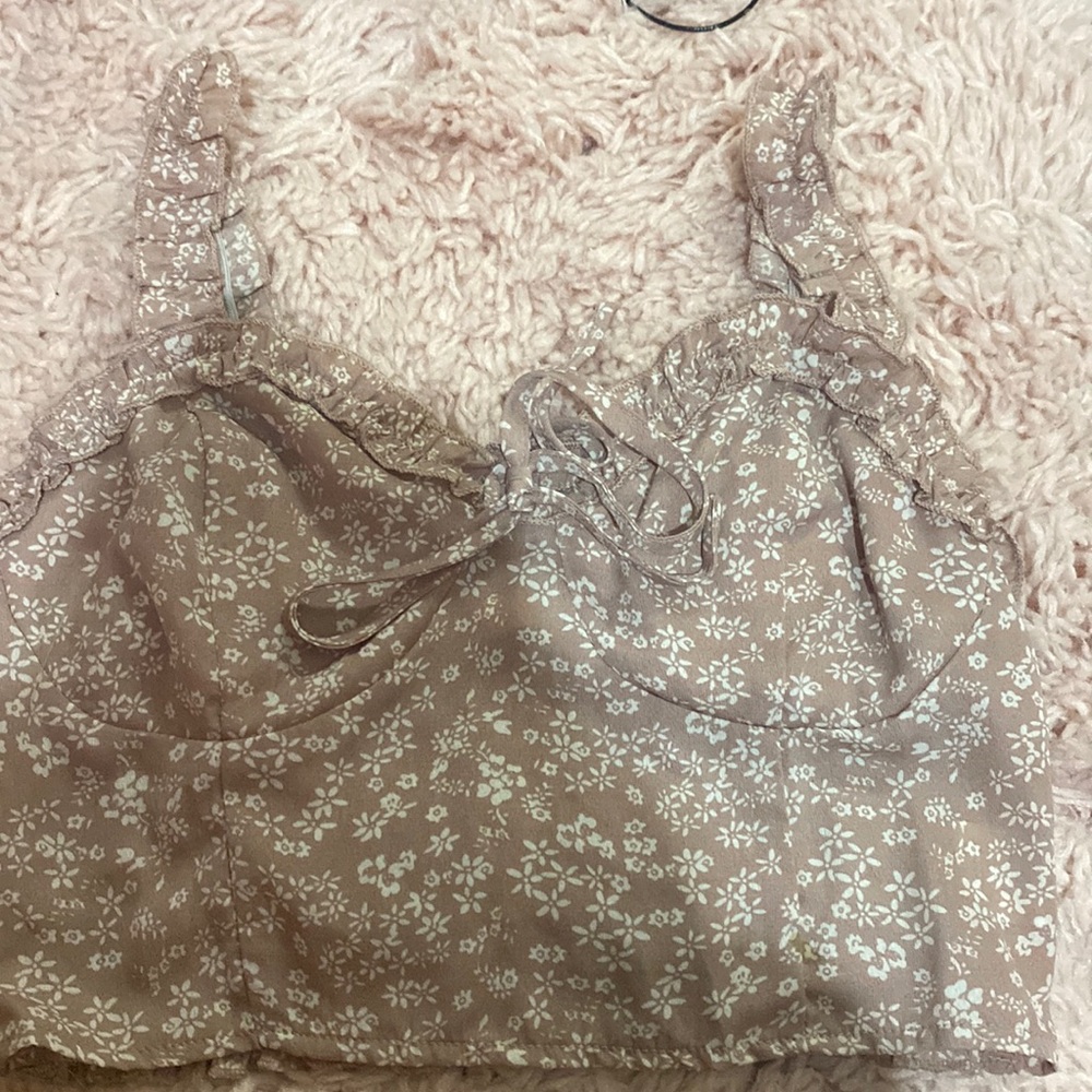 blush pink flower printed crop top